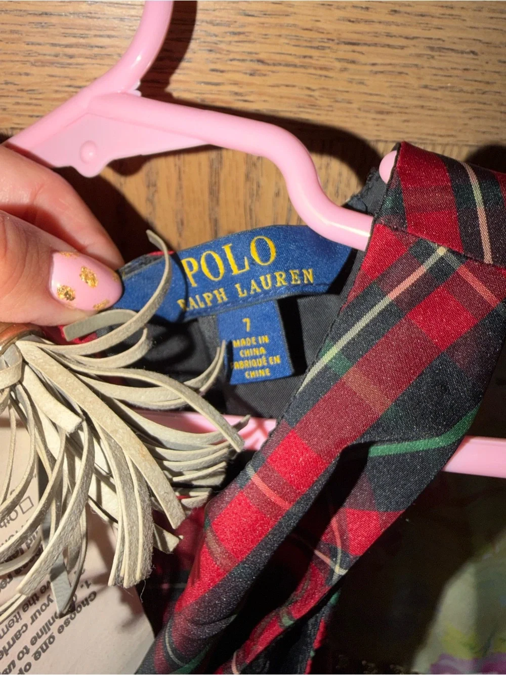 Polo by Ralph Lauren Red Plaid Dress with Black Waistband
